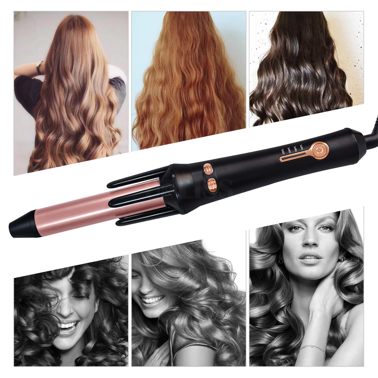 Professional Temperature Adjustable Automatic Rotating Ceramic Fast Styling Hair Curling Iron Tong Corrugation Hair Wave Crimper электрощипцы ermila 4430 0040 curling tong ceramic coated 19 мм