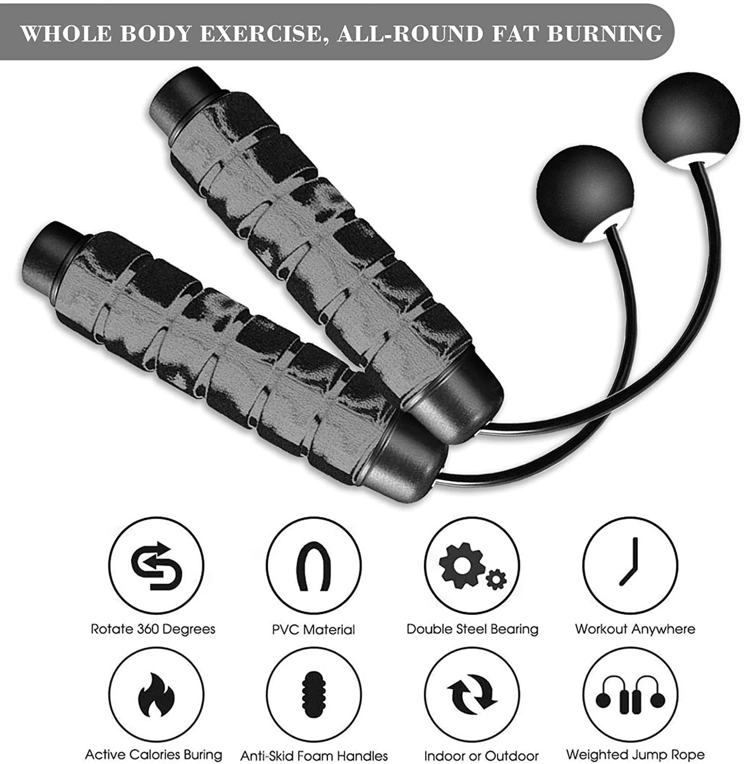 Redify Weighted Cordless Jump Rope for Fitness Ropeless Boxing