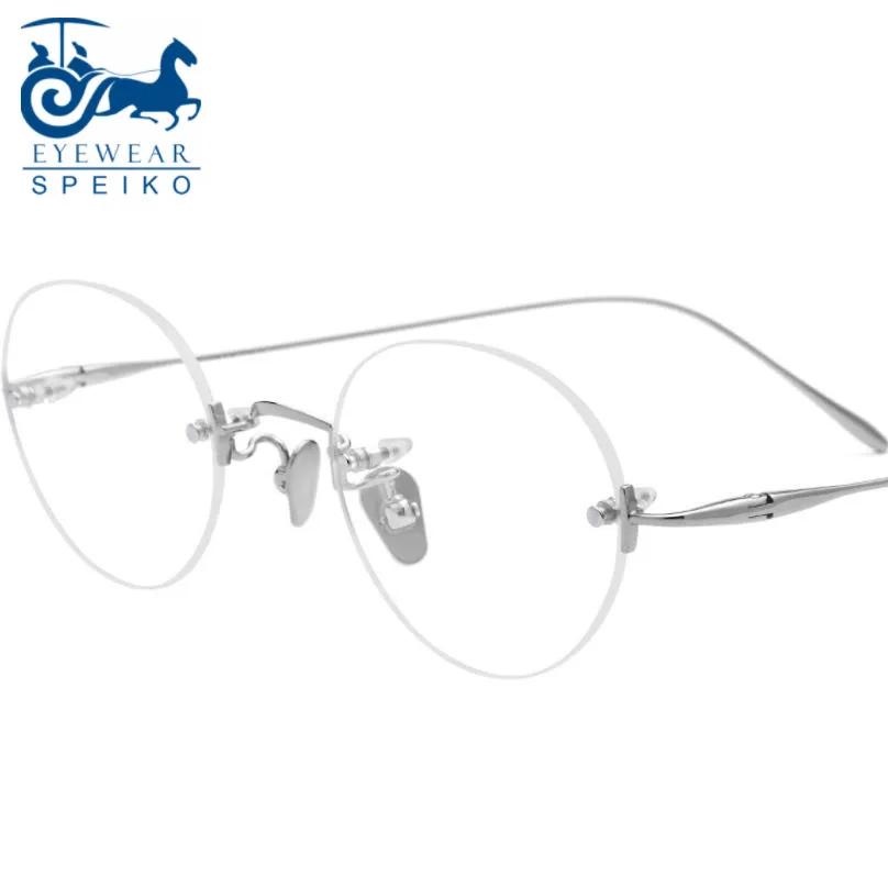 

Pure titanium eyeglass frame high-grade glasses 1869 round rimless glasses myopia reading glasses