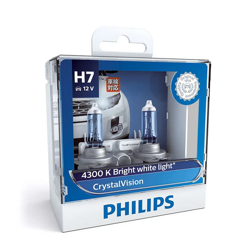 Philips Crystal Vision H7 12V 55W PX26d 12972CVSM 4300K яркий белый автомобильный галогенный головной светильник Hi/lo луч противотуманные фары, X2