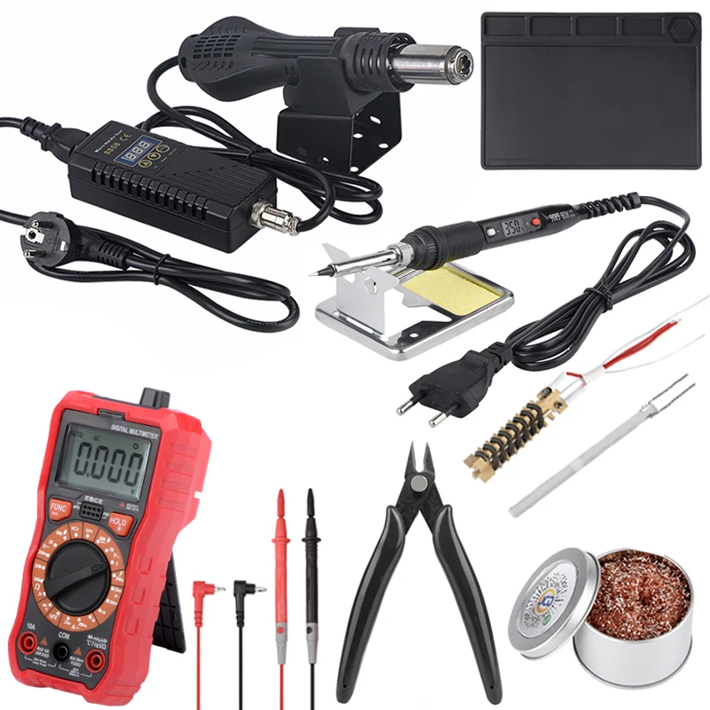 

JCD Micro Hot air Gun 8858 Digital multimeter Portable BGA Rework soldering station ESD insulation solder working Mat Heat Gun