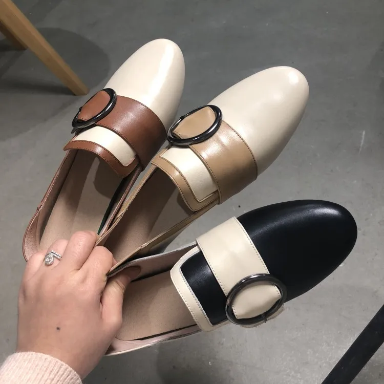 

Low Heel-Toe Comfortable WOMEN'S Shoes Pq710-18 Double Purpose Soft Surface Flat Casual Loafers Genuine Leather Mixed Colors Sma