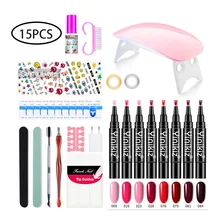 15 шт./компл. ручка для дизайна ногтей для 3D ногтей DIY УФ-лампа для ногтей Набор ручек для ногтей дизайн салона красоты Инструменты для удаления краски Пишущие принадлежности