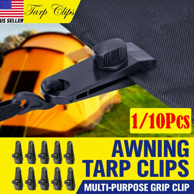 Awning Tarp Clamp Set Plastic Clip Hangers Survival Tent Emergency Grommet 10