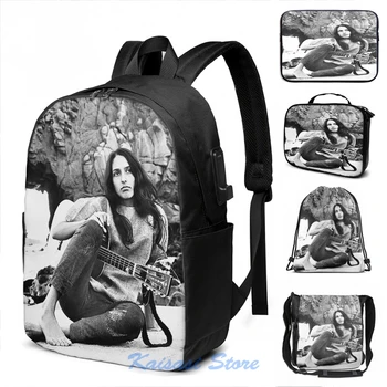 

JOAN POP SINGER MOST POPULAR WAYHUWI BAEZ USB Charge Backpack men School bags Women bag Travel laptop bag