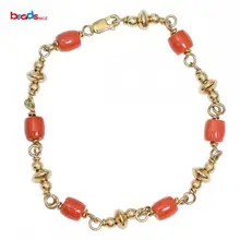 Beadsnice позолоченный натуральный красный коралловый браслет для женщин изящный браслет подарок для нее свадебные подарки ID39751