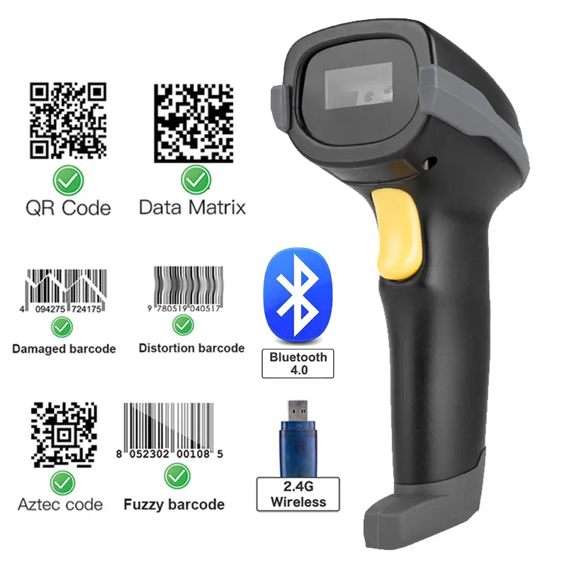 Holyhah A66 Handheld Wireless Barcode Scanner AND A56D Bluetooth 1D/2D