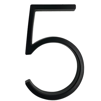 

125mm Floating House Number Letters Big Modern Door Alphabet Home Outdoor 5 in.Black Numbers Address Plaque Dash Slash Sign #5