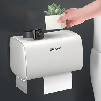 

Bathroom Parts Waterproof Wall Mounted Toilet Paper Holder Toilet Paper Tray Roll Paper Tube Storage Box Tray Tissue Box Shelf