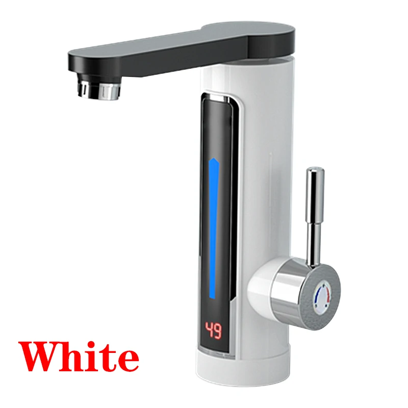 Grifo calentador de agua eléctrico de 3300W, luz LED ambiental con pantalla de temperatura, calentador instantáneo, calentamiento rápido 3S, giratorio 360