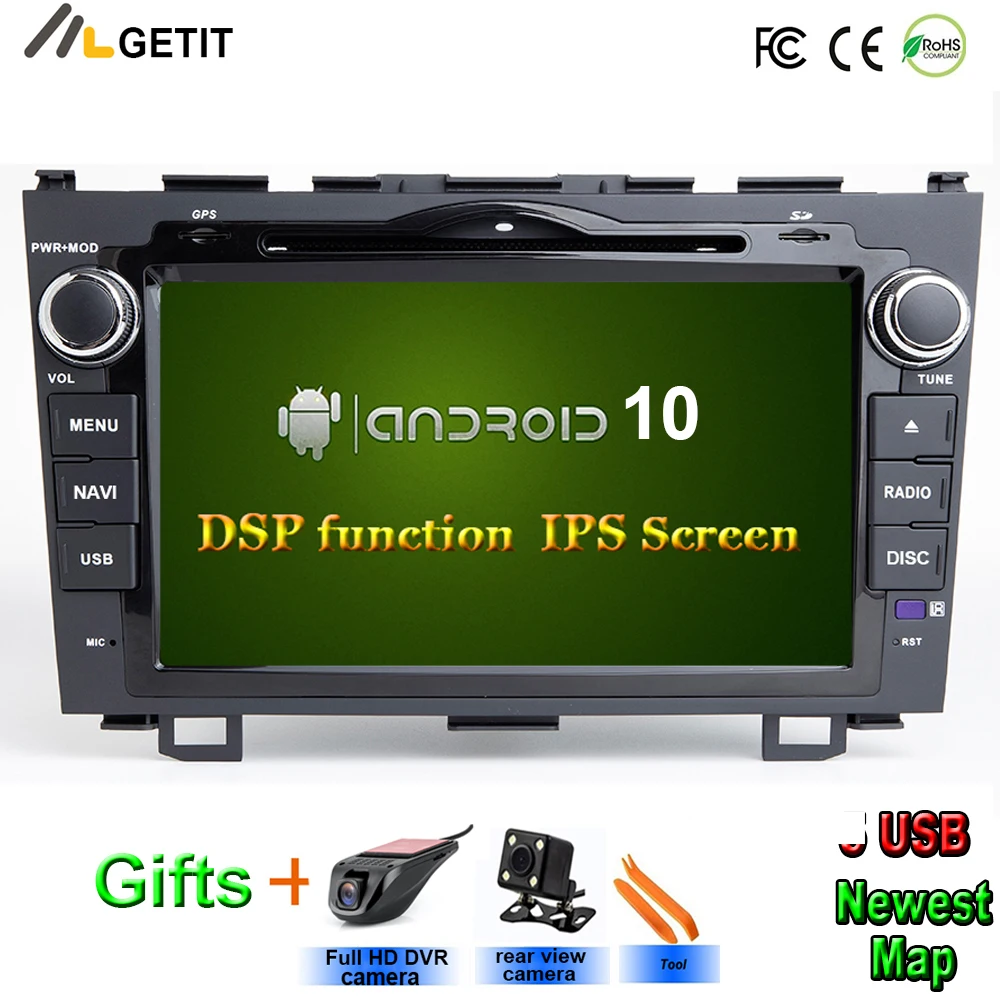 Android 10 автомобильный dvd gps мультимедийный плеер для Honda CRV CR-V 3 2006-2011 Автомобильный