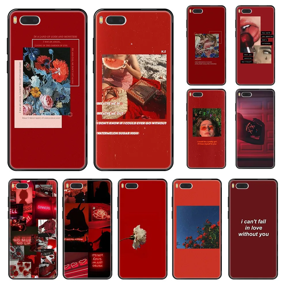 Retro red pattern art lyrics aesthetic 3D cell cover black Phone case For Xiaomi Redmi Mi 3 5 6 8 9 A1 2 Max3 Mix2 X SE Lite Pro | Мобильные