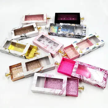 

New Design Eyelash Packaging Box Empty Lash Boxes With Tray Rectangle square Case 25mm Mink Lashes Creative Eyelashes Package