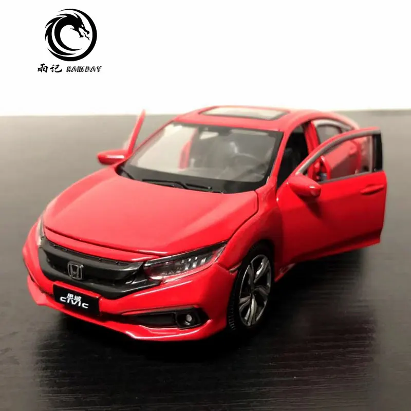 JK 1/32 масштабная модель автомобиля игрушки Япония Honda Civic звук и свет литья под давлением Металл тянет назад модель автомобиля игрушка для подарка, дети, коллекция