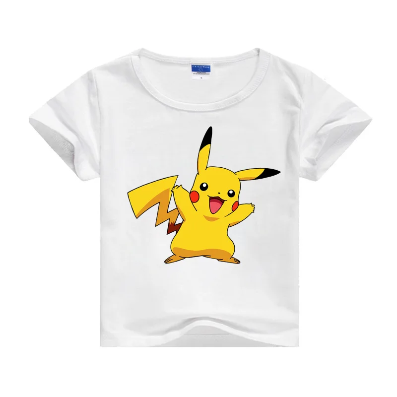 Pokemon patterned white children's T-shirt top casual cotton printed short-sleeved children's clothing Pokemon patterned white children's T-shirt top casual cotton printed short-sleeved children's clothing