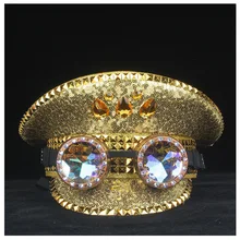 Стимпанк Мужская и Женская Полицейская шляпа с металлическими классами, военная шляпа для выступлений, хлопковая Защитная шляпа, шляпа для взрослых, 3 размера