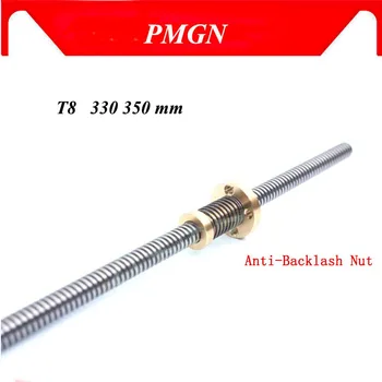 

High quality Anti-Backlash Nut + 330 350 mm T-type Stepper Motor Trapezoidal Lead Screw 8MM Thread 8mm T8 For 3D Printer & CNC