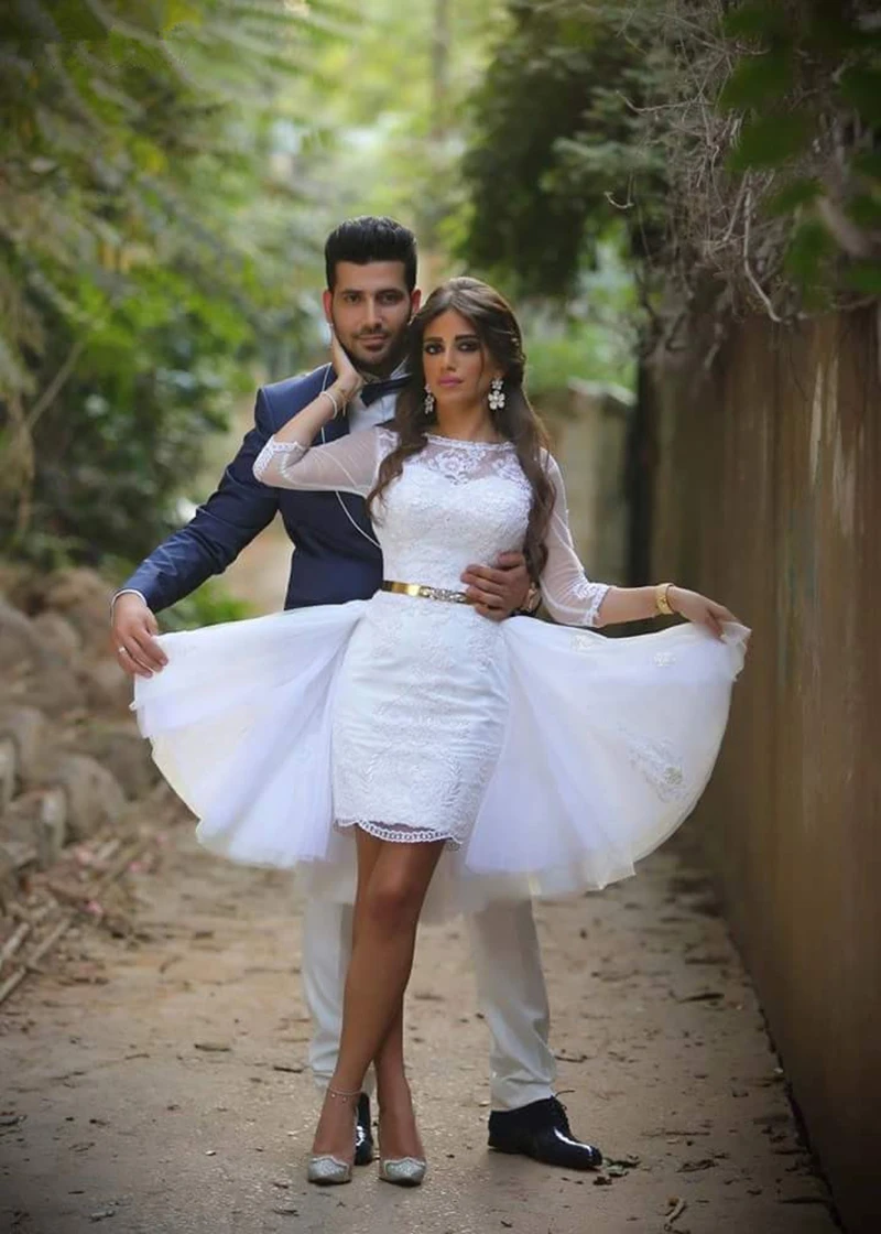 White-Elegant-Cocktail-Dresses-Sheath-3-4-Sleeves-Short-Mini-Lace-Sash-Party-Plus-Size-Homecoming