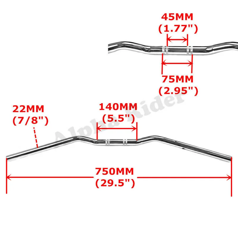 Хром/черный 7/" 22 мм стойка Руля Мотоцикла Руль 29,5" для Ducati Monster 696 2008- Monster696 2013 2012 - Цвет: chrome