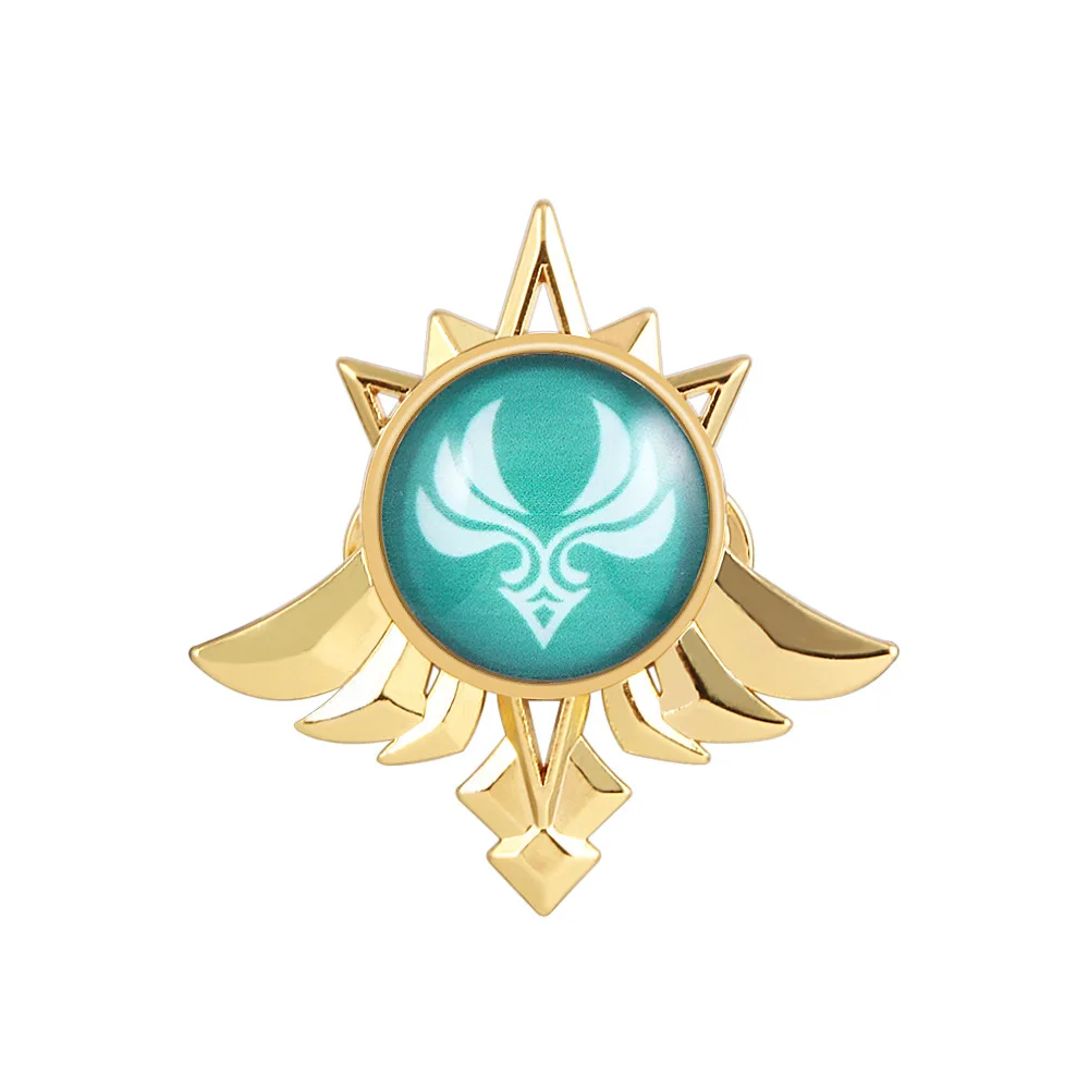 Game Genshin Impact Eyes Of God Mondstadt Pins Brooches Luminous 7 Element Kawaii Cosplay Badges