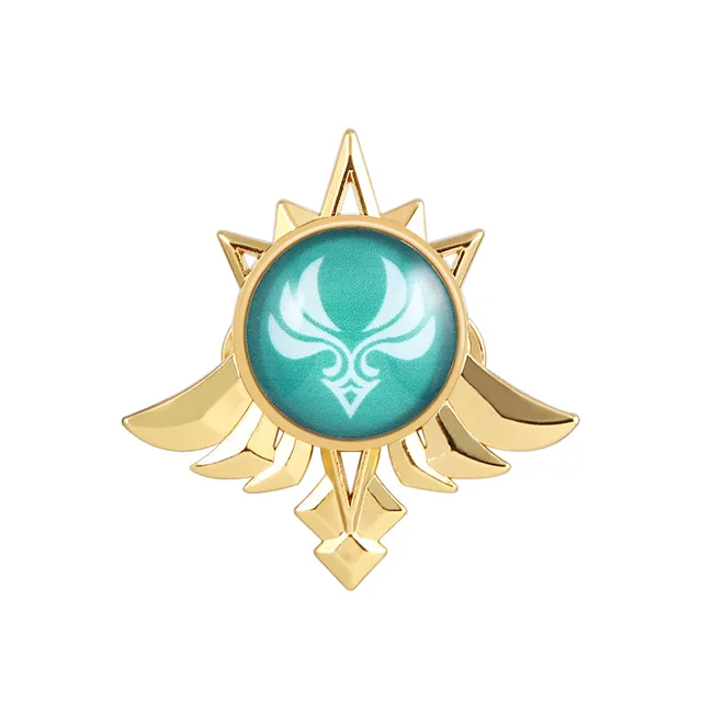 Game Genshin Impact Eyes Of God Mondstadt Pins Brooches Luminous 7 Element Kawaii Cosplay Badges 005