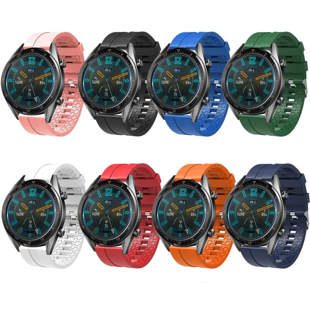 Ремешок для huawei Watch GT samsung galaxy watch 46 мм gear S3 силиконовый 22 Смарт часы браслет