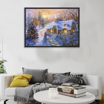 

5D DIY Diamond Christmas Cottage Diamond Painting Full Round Drill Diamond Embroidery Landscape