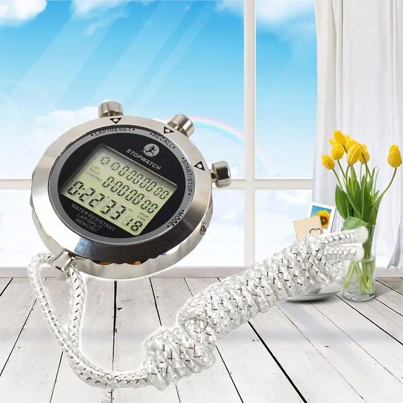 Metal Digital Timer Sports Stopwatch Water Resistant Memory Counter Antimagnetic Chronograph fashionable Waterproof Timer 3