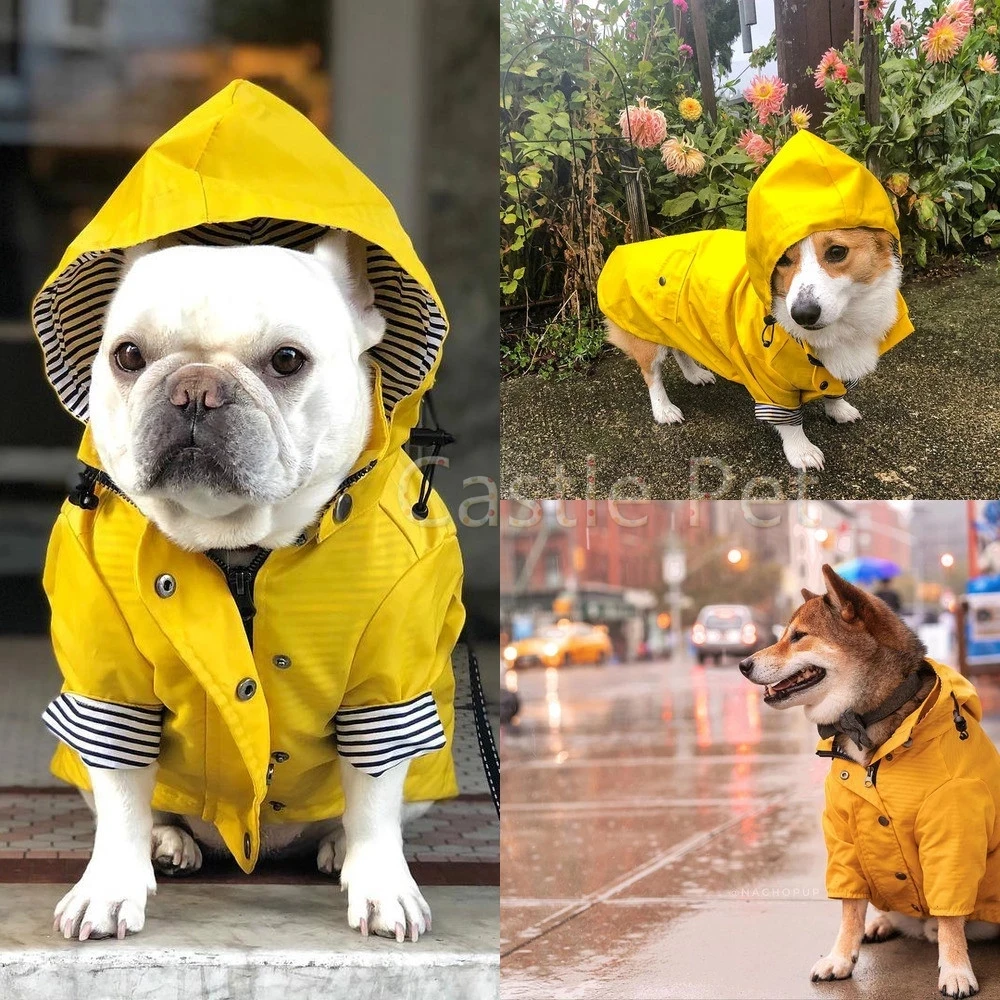 Dog Waterproof Raincoat Pet Jacket Bulldog Windbreaker Poodle Pug Puppy