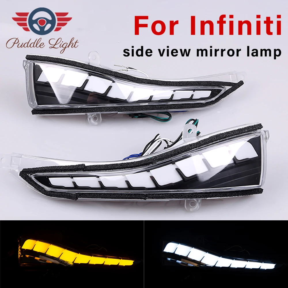 

2Pcs Dynamic Turn Signal Light Parking Puddle LED Side Mirror Sequential Indicator for Infiniti Q30 Q50 Q60 Q70 QX50 QX60 QX70
