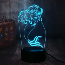 Детский подарок ко Дню в наряды маленькой Русалочки, праздничные платья принцессы, 7 цветов Изменение 3D светодиодный детский Ночной светильник Настольная лампа домашний декор вечерние детские игрушки