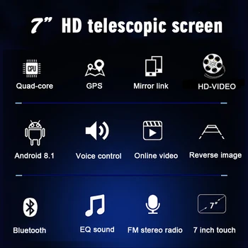 

Car Radio MP5 7” Rear View Camera Bluetooth BT HD USB Android GPS 1din Telescopic Screen ISO FM AUX Folded