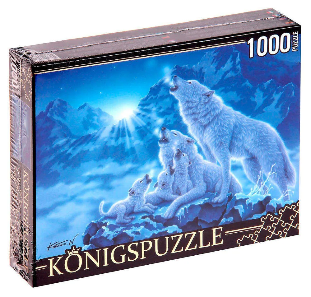 Пазл Волки и ночные горы Konigspuzzle 1000 деталей Рыжий Кот