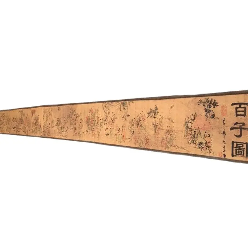 

China Ancient Picture Paper Long Scroll Painting Hundred Child Graph