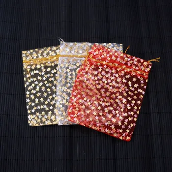 

Wholesale 500pcs/lot 9x12cm Small Christmas Organza Gift Bags Star Festival Pouches Jewelry Goodie Gifts Packaging Bags