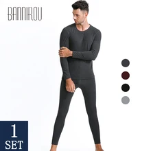 Зимние комплекты термобелья для мужчин, термобелье, кальсоны, зимняя одежда для мужчин, плотная термобелье, одноцветная, BANNIROU