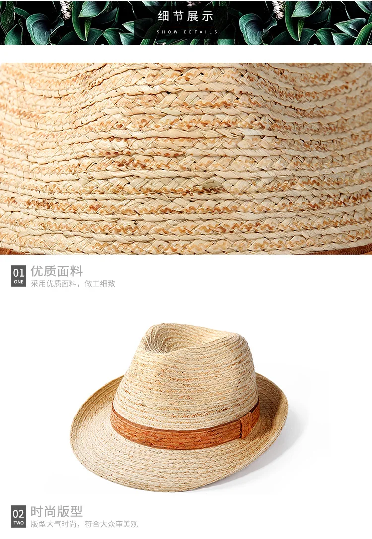 mens trilby hats Male Summer Straw Men's Jazz hat Raffie straw Sun Cap Gentleman Plus Size Fedora Hat 57cm 59cm 61cm stetson fedora hats