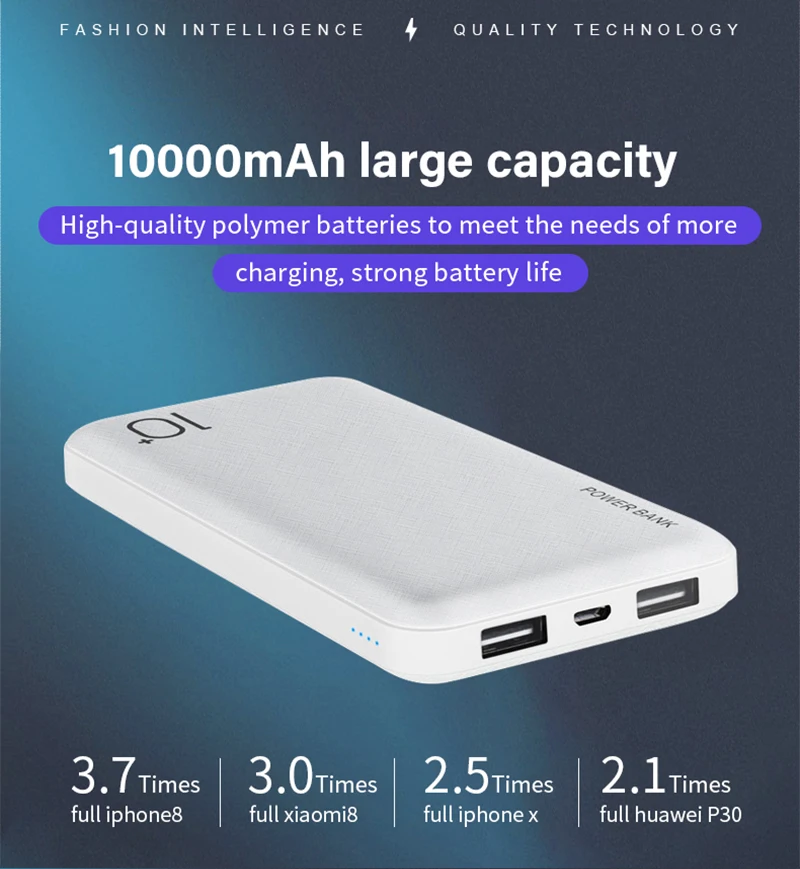 PUJIMAX, Мобильный Внешний аккумулятор 10000 мА/ч, внешний аккумулятор, двойной USB выход, быстрое зарядное устройство для iPhone x, ipad, Sumsung s9, Xiaomi mi8, huawei