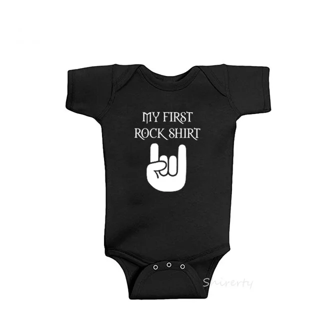 Funny MY PAPA ROCKS Print Baby Bodysuit Cotton Short Sleeve Newborn Baby Boys Girls Clothes Newborn Summer Onesie Jumpsuit - Цвет: Black-3