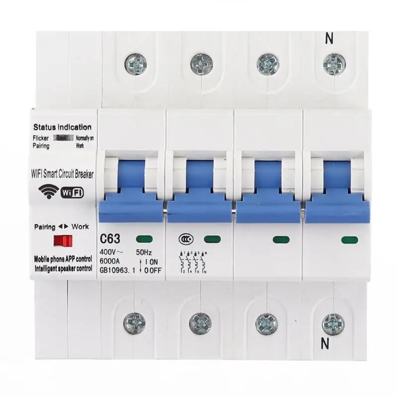 MoesHouse 4P 63A WiFi умный выключатель Умный дом автоматизация перегрузки короткого замыкания Голосовое управление аксессуар