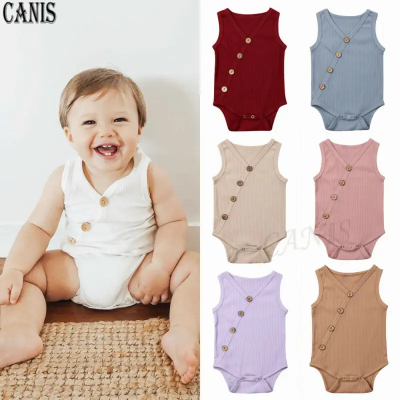 Детское хлопковое боди pudcoco модные детские костюмы комбинезоны без рукавов