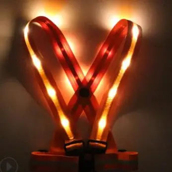 Red PVC Tape Эластичный светоотражающий жилет с usb-зарядкой, Майки для велоспорта, светодиодный светоотражающий Предупреждение бега - Цвет: Red PVC Tape