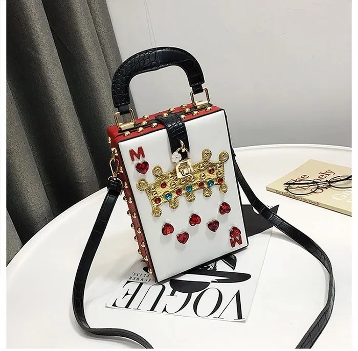 Unua amo Luxury Women Shoulder Bags Diamond Crown Flower Buckle PU Learher Box Style Party Bag For Ladies Mini Messenger Bag