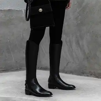 

Luxury brand riding boots women knee high boots cow leather metal rivets zipper med heels gorgeous knight boots zapatos de mujer