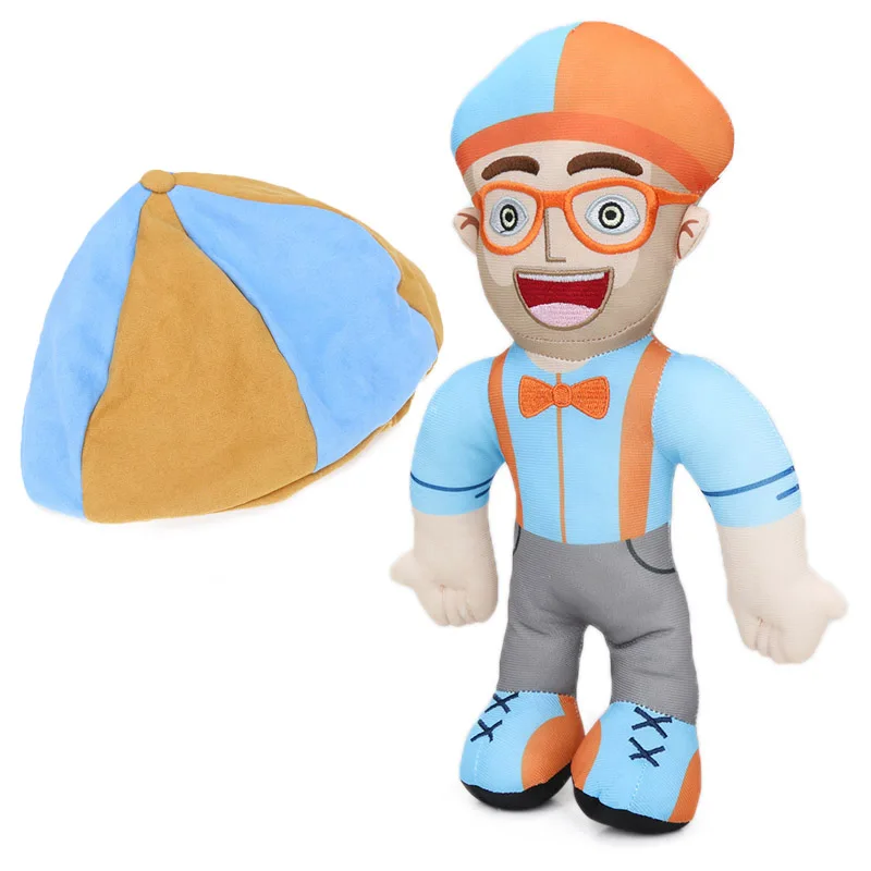 Blippi Plush Baby Toys 12.6inch Soft Stuffed Educational Dolls for Toddlers Blippi Hat Cosplay Prop Baby Gift Plushie