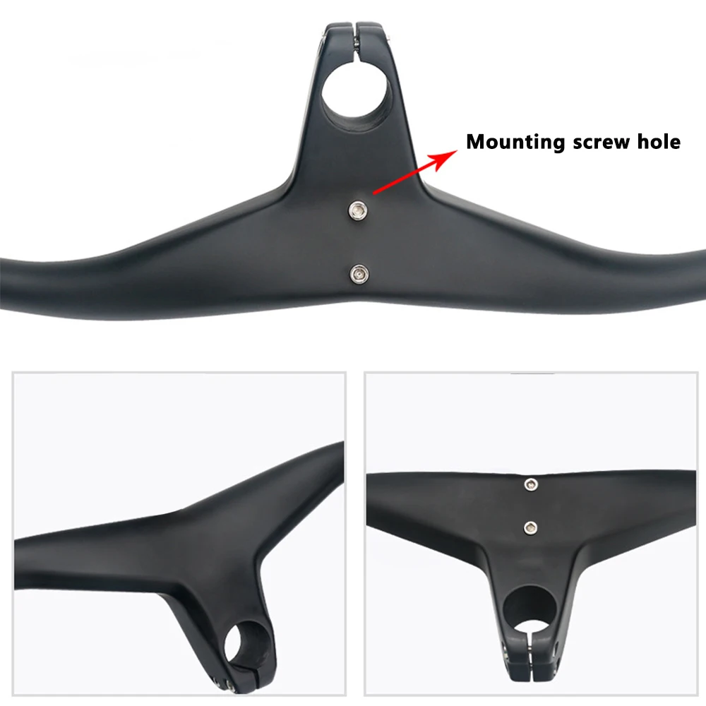 Carbon Fiber Integrated Handlebar, 28.6mm-17 Degree MTB Bicycle Handlebar and Stem, Bike Parts, 600 ~ 800x70-100mm