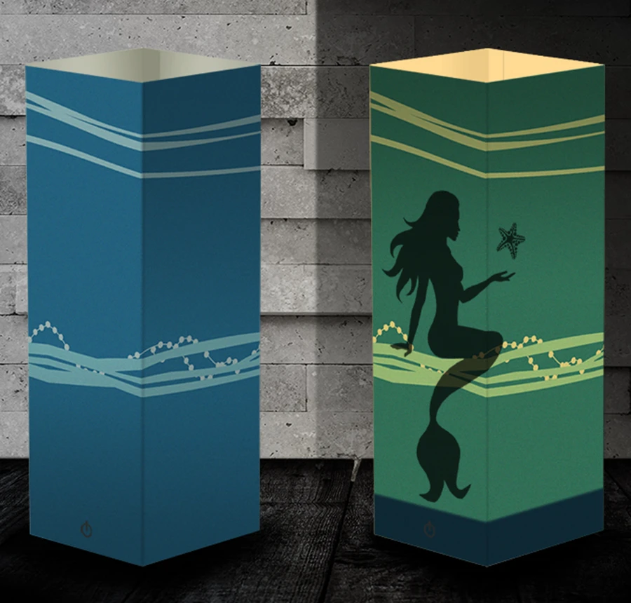 

Night light LED paper shadow creative touch lamp home bar desk lamp Christmas gift-elk,sea,world and Mermaid type