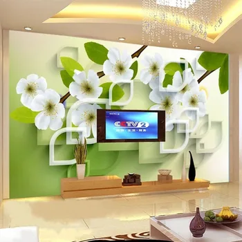 

Custom Mural Wallpaper 3D Stereo Peach Blossom Geometric Fresco Living Room TV Sofa Bedroom Background Wall Home Decor Wallpaper