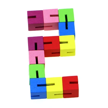 

Colorful Wooden Puzzle Cube Puzzle Shape Wooden String Twists Cubes Creative Decompression Toys for Kids Children Brain Teaser