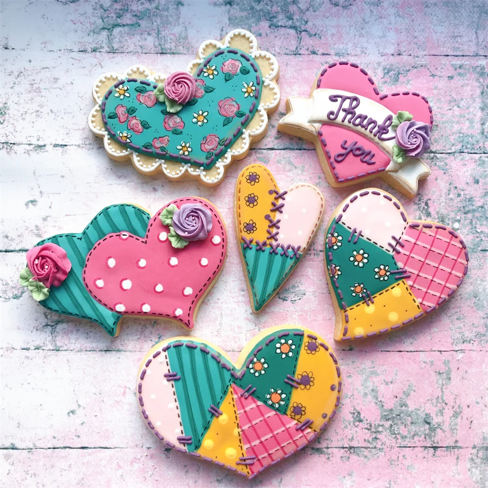Cookie Cutters 6 Shapes Heart Stainless Steel Mould for Wedding Party Valentine's Day Bread Sandwich